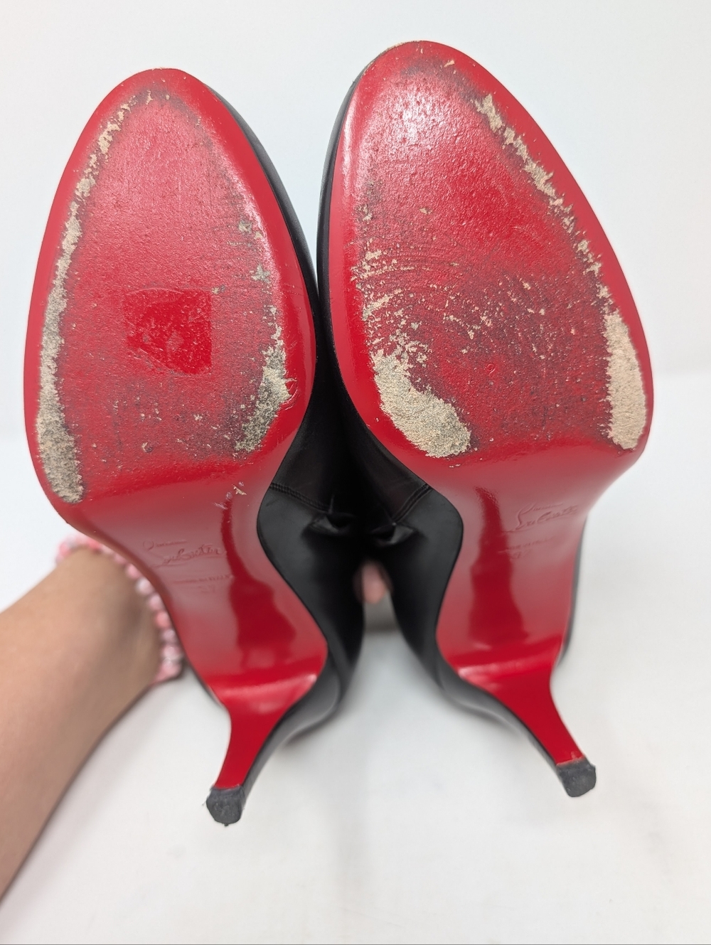 Christian Louboutin Belle 85mm Black Leather Ankle Boots Booties Size 37 - Picture 11 of 11